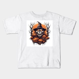 scary witch with pumpkins Kids T-Shirt